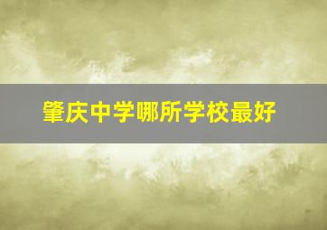 肇庆中学哪所学校最好