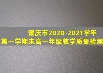 肇庆市2020-2021学年第一学期末高一年级教学质量检测