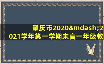 肇庆市2020—2021学年第一学期末高一年级教学质量检测