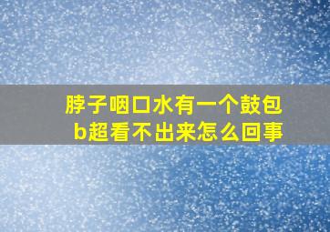 脖子咽口水有一个鼓包b超看不出来怎么回事