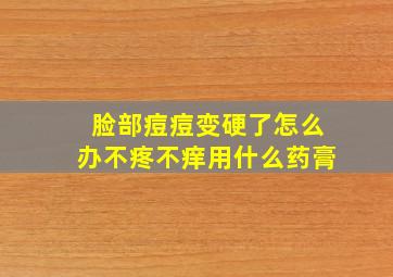 脸部痘痘变硬了怎么办不疼不痒用什么药膏