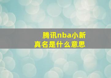 腾讯nba小新真名是什么意思