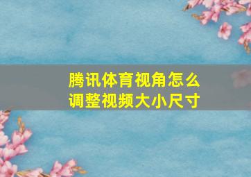 腾讯体育视角怎么调整视频大小尺寸