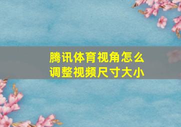 腾讯体育视角怎么调整视频尺寸大小