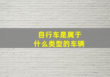 自行车是属于什么类型的车辆