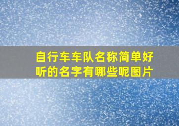 自行车车队名称简单好听的名字有哪些呢图片