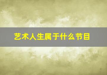 艺术人生属于什么节目