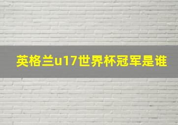 英格兰u17世界杯冠军是谁