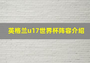 英格兰u17世界杯阵容介绍