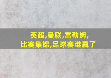 英超,曼联,富勒姆,比赛集锦,足球赛谁赢了