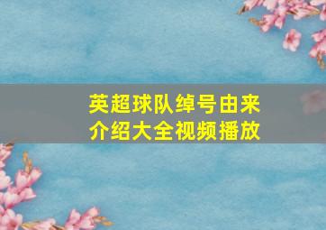 英超球队绰号由来介绍大全视频播放