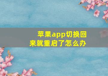 苹果app切换回来就重启了怎么办