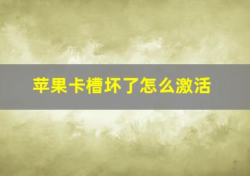 苹果卡槽坏了怎么激活