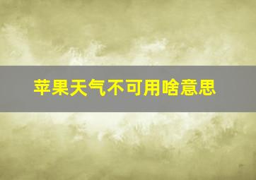 苹果天气不可用啥意思