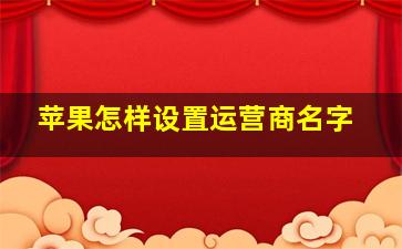 苹果怎样设置运营商名字