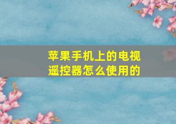 苹果手机上的电视遥控器怎么使用的