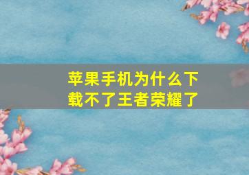 苹果手机为什么下载不了王者荣耀了