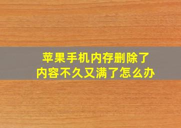 苹果手机内存删除了内容不久又满了怎么办