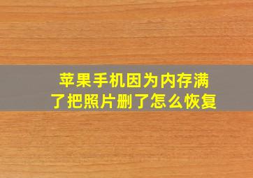 苹果手机因为内存满了把照片删了怎么恢复