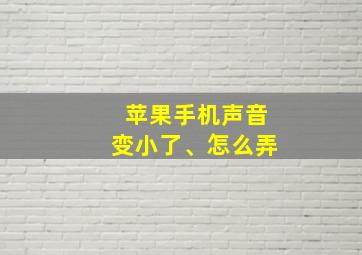 苹果手机声音变小了、怎么弄