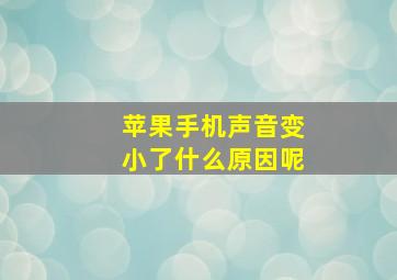 苹果手机声音变小了什么原因呢