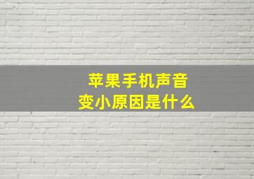 苹果手机声音变小原因是什么