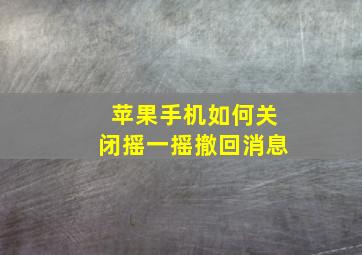 苹果手机如何关闭摇一摇撤回消息