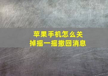 苹果手机怎么关掉摇一摇撤回消息