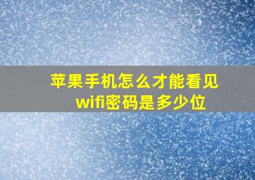 苹果手机怎么才能看见wifi密码是多少位