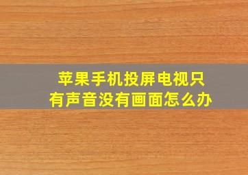 苹果手机投屏电视只有声音没有画面怎么办