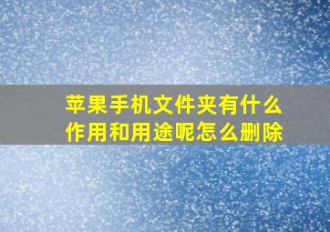 苹果手机文件夹有什么作用和用途呢怎么删除