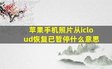 苹果手机照片从icloud恢复已暂停什么意思