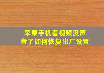 苹果手机看视频没声音了如何恢复出厂设置