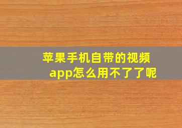 苹果手机自带的视频app怎么用不了了呢