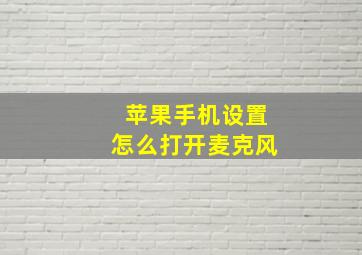 苹果手机设置怎么打开麦克风