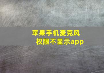 苹果手机麦克风权限不显示app