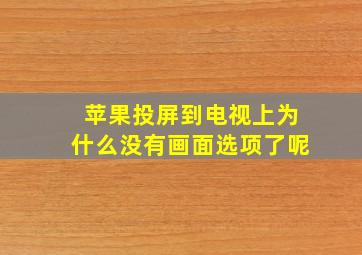 苹果投屏到电视上为什么没有画面选项了呢