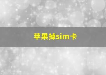 苹果掉sim卡