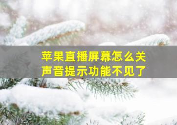 苹果直播屏幕怎么关声音提示功能不见了