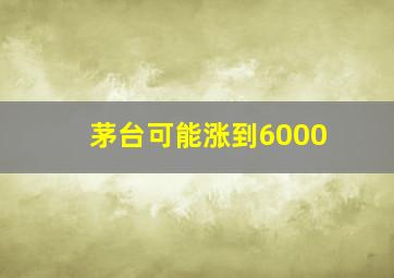 茅台可能涨到6000