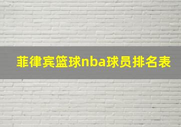 菲律宾篮球nba球员排名表