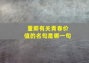 董卿有关青春价值的名句是哪一句