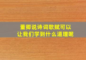 董卿说诗词歌赋可以让我们学到什么道理呢