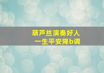 葫芦丝演奏好人一生平安降b调