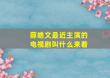 薛皓文最近主演的电视剧叫什么来着