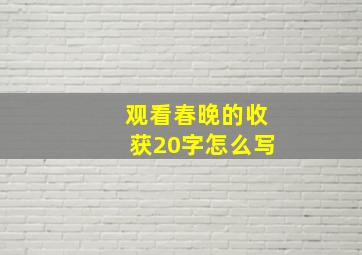 观看春晚的收获20字怎么写