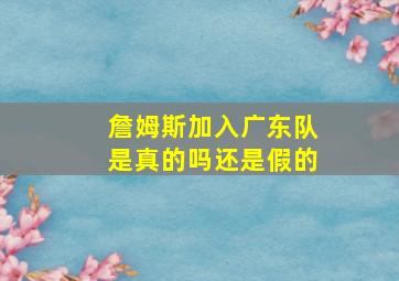 詹姆斯加入广东队是真的吗还是假的