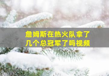 詹姆斯在热火队拿了几个总冠军了吗视频