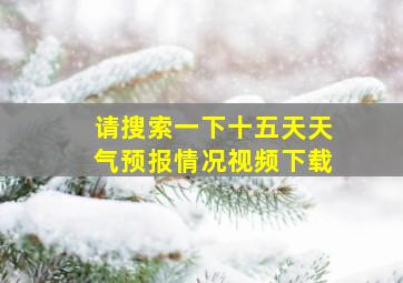 请搜索一下十五天天气预报情况视频下载