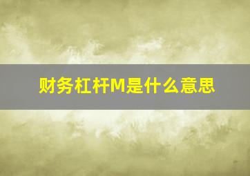 财务杠杆M是什么意思